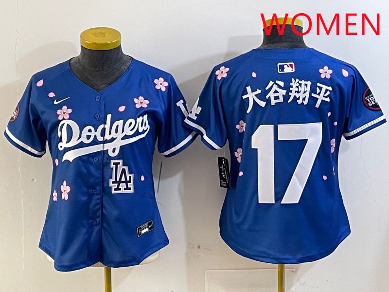Women Los Angeles Dodgers #17 Ohtani Blue Sakura Edition 2025 Nike MLB Jersey style 18->youth mlb jersey->Youth Jersey